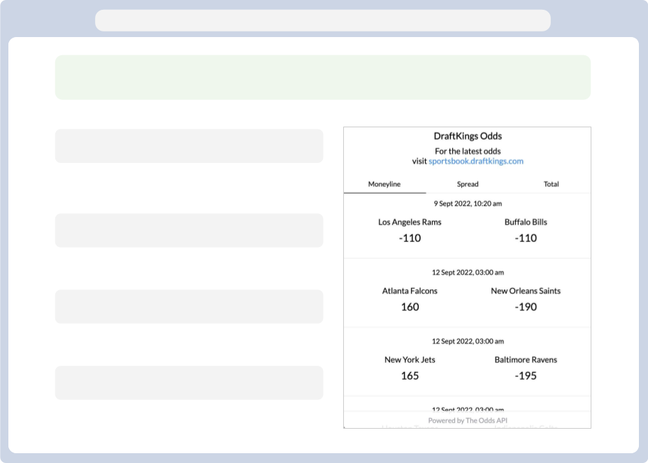 Odds Widget HTML Tag